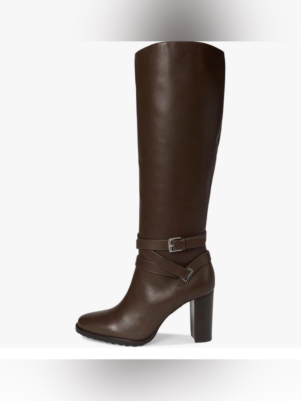 NWT Lauren Ralph Lauren Collins Calfskin Tall Boot Heel Lauren Brown, Size 7.5 - Picture 4 of 12